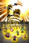 Bowser shrinking his captives with the Minimizer