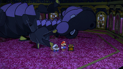 First treasure chest in the Palace of Shadow in the remake of Paper Mario: The Thousand-Year Door for the Nintendo Switch.