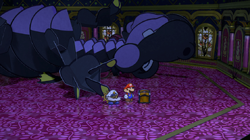 First treasure chest in the Palace of Shadow in the remake of Paper Mario: The Thousand-Year Door for the Nintendo Switch.