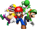 Mario, Yoshi, Luigi, and Wario