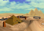 Screenshot of Shifting Sand Land from Super Mario 64.