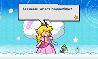 Peach becoming giant in Paper Mario: The Thousand-Year Door and Super Paper Mario