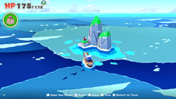 Location of where to dive for the Canned Heart in The Great Sea of The Origami King.