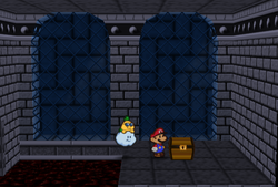 Only Treasure Chest in Bowser's Castle of Paper Mario.