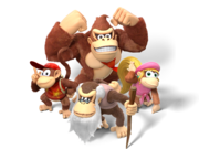 Clockwise from top: Donkey Kong, Dixie Kong, Cranky Kong, Diddy Kong