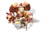 Clockwise from top: Donkey Kong, Dixie Kong, Cranky Kong, Diddy Kong