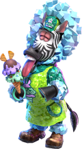 Artwork of an zebra NPC in Donkey Kong Bananza