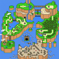 Dinosaur Land world map, as seen in Super Mario World.