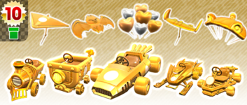 The Gold Karts and Glideers Pipe from the Bangkok Tour in Mario Kart Tour