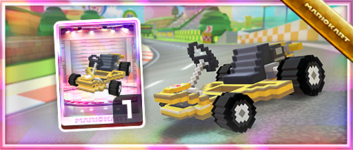 The Yellow 8-Bit Pipe Frame from the Spotlight Shop in the 2023 Mario Tour in Mario Kart Tour