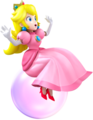 Princess Peach floating on a bubble