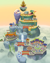 Artwork of the Pagoda Peak board from Mario Party 7.