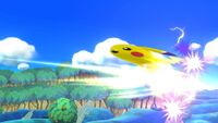 Pikachu uses Quick Attack in Super Smash Bros. for Wii U.