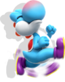 Light-Blue Yoshi performing a Flutter Jump