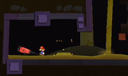 Mario near the Jackhammer Thing in Sandshifter Ruins of Paper Mario: Sticker Star.