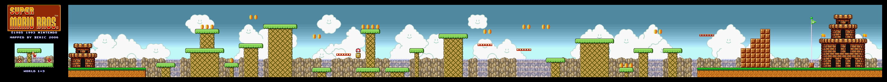 Map of World 1-3 (Super Mario All-Stars version)