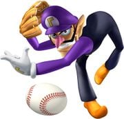 Artwork of Waluigi from Mario Superstar Baseball