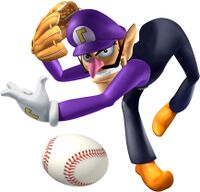 Artwork of Waluigi from Mario Superstar Baseball