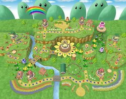 Artwork of the Windmillville board from Mario Party 7.