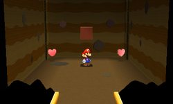 Mario near 2 Hearts in Chomp Ruins of Paper Mario: Sticker Star.