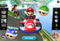 The customize screen for Mario Kart 8 Deluxe Kart Customizer Game