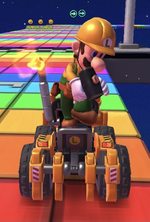 Builder Luigi performing a trick.