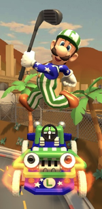 Luigi (Golf) performing a trick.