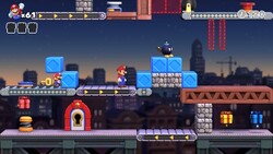 Screenshot of Twilight City Plus level 8-5+ from the Nintendo Switch version of Mario vs. Donkey Kong