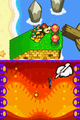 Mario and Luigi using the Spin Jump in the Nose Deck from Mario & Luigi: Bowser's Inside Story