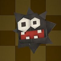 An origami Fuzzy from Paper Mario: The Origami King.