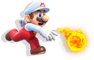 Artwork of Fire Mario from SMBW with shadow