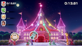 The lights glow red when player 1 lights up the star at the top of Peach's Castle.