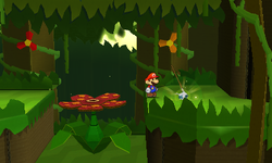 Mario near a Bridge Part scrap in Shy Guy Jungle of Paper Mario: Sticker Star.