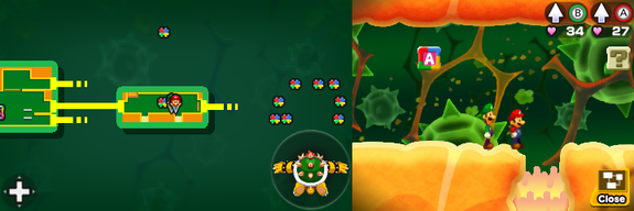 Tenth and eleventh blocks in Trash Pit of Mario & Luigi: Bowser's Inside Story + Bowser Jr.'s Journey.