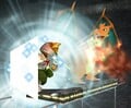 Fox uses his Reflector move in Super Smash Bros. Melee