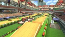 Excitebike Arena from Mario Kart 8 - The Legend of Zelda × Mario Kart 8 downloadable content.