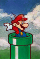 A painting of Mario entering a pipe