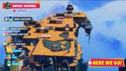 An example of the A Truly Ginormous Goomba battle in Mario + Rabbids Sparks of Hope