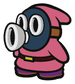 The Pink Snifit sprite from Paper Mario: Color Splash.