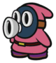 The Pink Snifit sprite from Paper Mario: Color Splash.