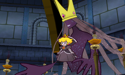 Shadow Queen holding Princess Peach in the Palace of Shadow