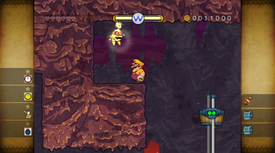 Wario near the golden enemy in Mt. Lava Lava