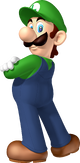 Artwork of Luigi for Dance Dance Revolution: Mario Mix (reused for Mario & Sonic at the Olympic Games, Mario Kart Wii, Fortune Street, and Mario & Sonic at the Rio 2016 Olympic Games Arcade Edition)