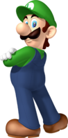 Artwork of Luigi in Dance Dance Revolution: Mario Mix (reused in Mario & Sonic at the Olympic Games, Mario Kart Wii, Fortune Street, and Mario & Sonic at the Rio 2016 Olympic Games Arcade Edition)
