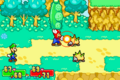 Mario using his Firebrand on a Sharpea in battle