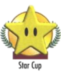 Mario Kart 64 promotional artwork: The Star Cup emblem.