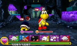 Screenshot of World 2-1, from Puzzle & Dragons: Super Mario Bros. Edition.