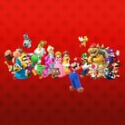 Group artwork of Super Mario characters used as a thumbnail for the Besties! skill quiz on the Play Nintendo website.