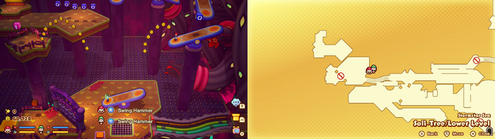 Mario and Luigi near 18 Coins in Soli-Tree of Mario & Luigi: Brothership.