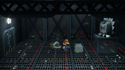 Third treasure chest in the X-Naut Fortress in the remake of Paper Mario: The Thousand-Year Door for the Nintendo Switch.